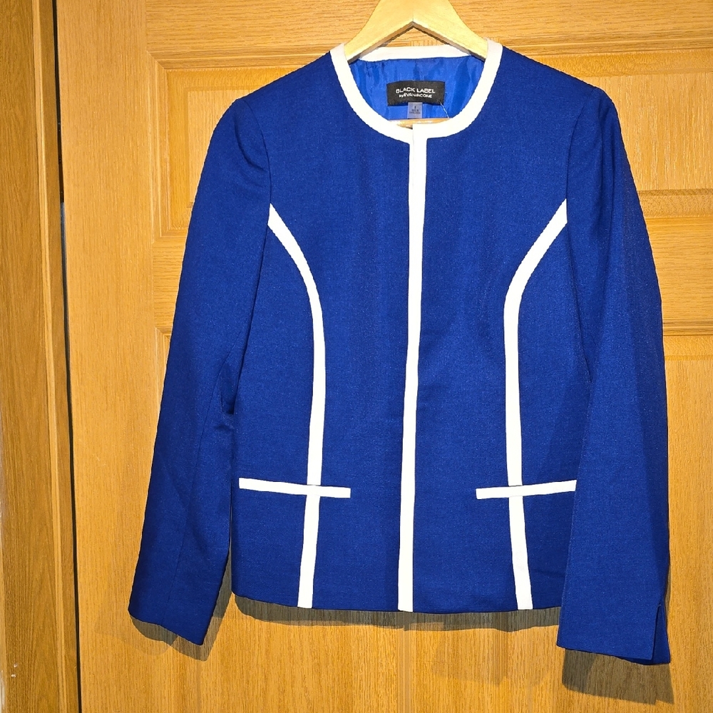 Evan Picone Blue Jacket with White Trim